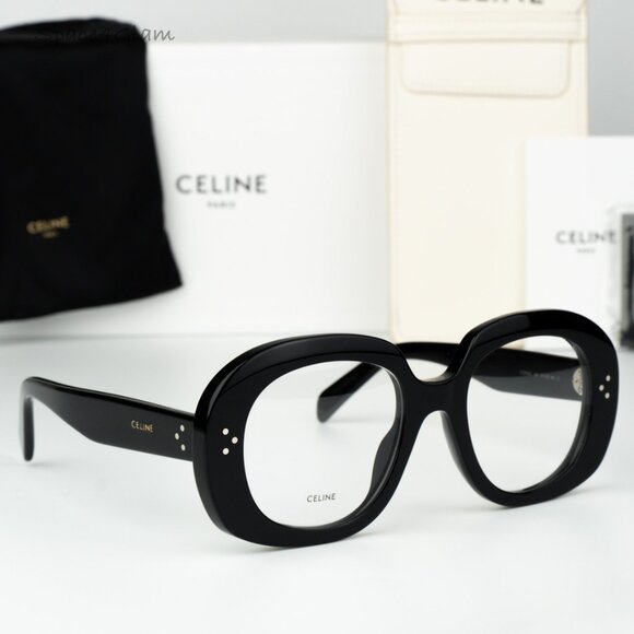 Celine Women Eyeglasses Black Demo Oval CL50162I 3 DOTS 001 NEW AUTHENTIC - Picture 1 of 8